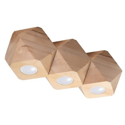 Felületre szerelhető lámpatest WOODY 3xGU10 Geometric Wooden SOLLUX