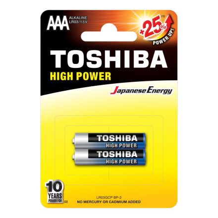 TOSHIBA HIGH POWER LR03 AAA 1,5 V alkáli elemek buborékcsomagolásban