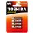 TOSHIBA RED ALKALINE LR03 AAA 1,5 V alkáli elemek buborékcsomagolás 4 darab