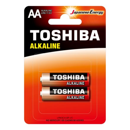 TOSHIBA RED ALKALINE LR6 AA 1,5 V alkáli elemek buborékfóliában 2 db