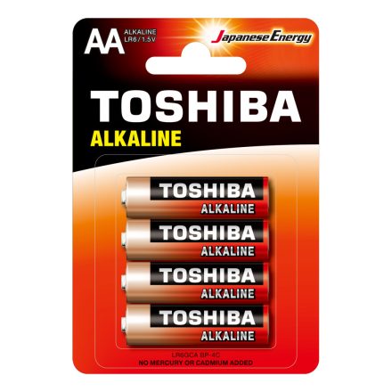 TOSHIBA RED ALKALINE LR6 AA 1,5 V alkáli elemek buborékcsomagolás 4 darab