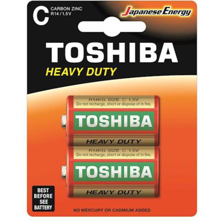 TOSHIBA HEAVY DUTY R14 C 1,5 V cink-szén elemek buborékcsomagolás 2 db