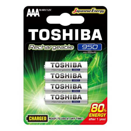 Újratölthető elemek TOSHIBA HASZNÁLATRA KÉSZ AAA 1,2V 950MAH buborékfólia 4 db