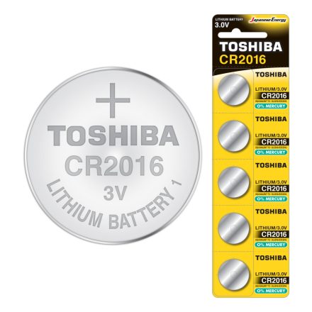 TOSHIBA speciális akkumulátorok Lithium CR 2016 3V buborékfólia 5 db