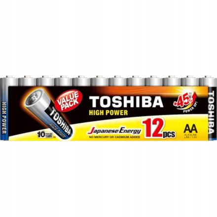 TOSHIBA HIGH POWER LR6 AA 1,5V alkáli elemek CSOMAG 12 db