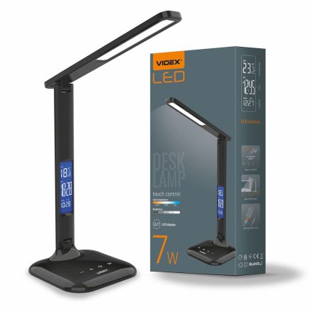 RIO LED VIDEX asztali lámpa szabályozható 5W 3000K - 5500K CCT Touch FEKETE