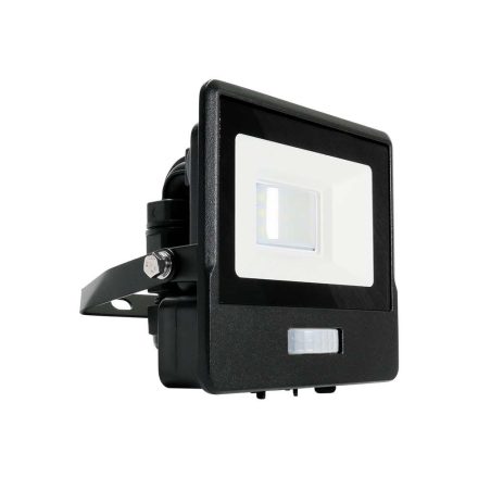 LED reflektor 10W 735lm 3000K IP65 Fekete tompa, mozgásérzékelővel és CUT-OFF funkcióval Samsung Chip VT-118S-B V-TAC