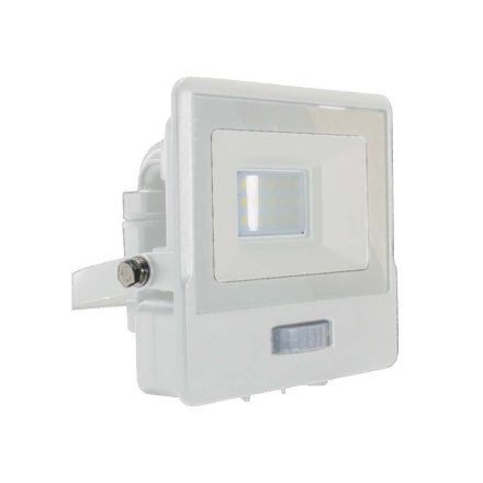 LED reflektor 10W 735lm 4000K IP65 Fehér tompa, mozgásérzékelővel és CUT-OFF funkcióval Samsung Chip VT-118S-W V-TAC