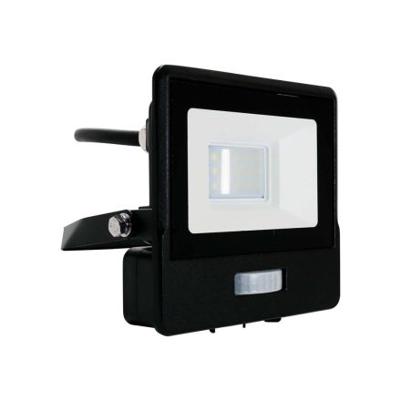 LED reflektor 10W 735lm 3000K IP65 Fekete mozgásérzékelővel és CUT-OFF funkcióval Samsung Chip VT-118S-1-B V-TAC