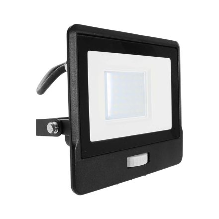 LED reflektor 30W 2340lm 3000K IP65 Fekete mozgásérzékelővel és CUT-OFF funkcióval Samsung Chip VT-138S-1-B V-TAC