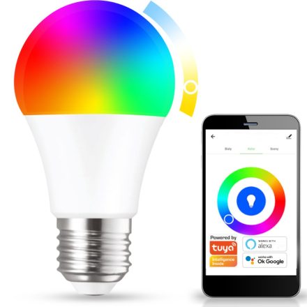 E27 A60 LED izzó 9W = 62W 850lm RGB+CCT 220° SPECTRUM Smart TUYA WiFi szabályozható