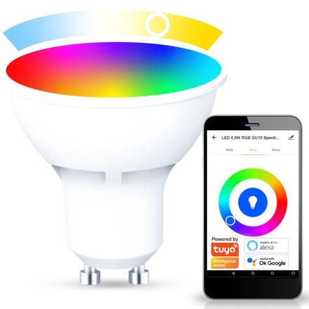 GU10 LED izzó 4.5W 480lm SPECTRUM Smart WiFi RGB+CCT TUYA szabályozható